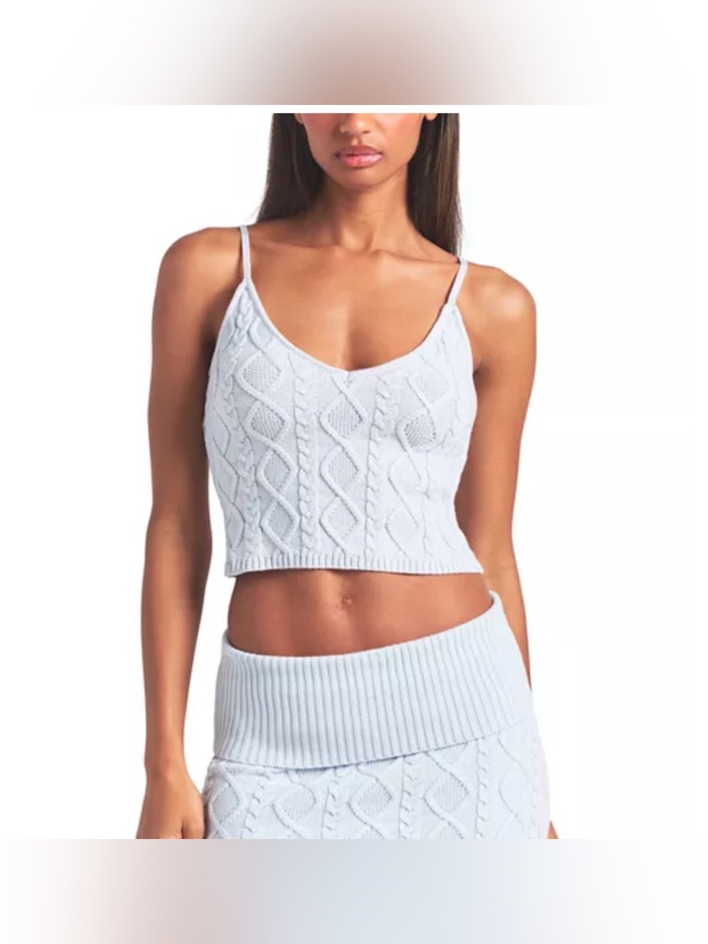 Skims Women's Ivory Snow Bunny Shop Cableknit Tank Top NWT XL